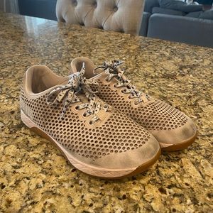 Dusty rose suede trainers